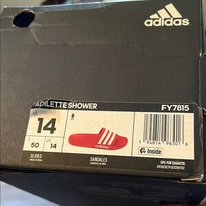 Adidas Adilette men’s size 14 brand new  Slides in Bold Red